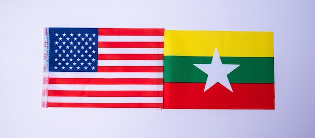 Stany Zjednoczone Ameryki przeciwko flagom Myanmaru Sankcje konflikt wojenny Polityka i koncepcja relacji