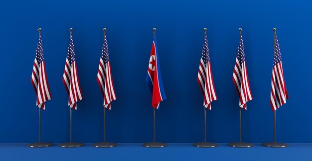 Stany Zjednoczone i Korea Północna flaga USA i flaga Korei Północnej Szczyt USA vs Korea Północna