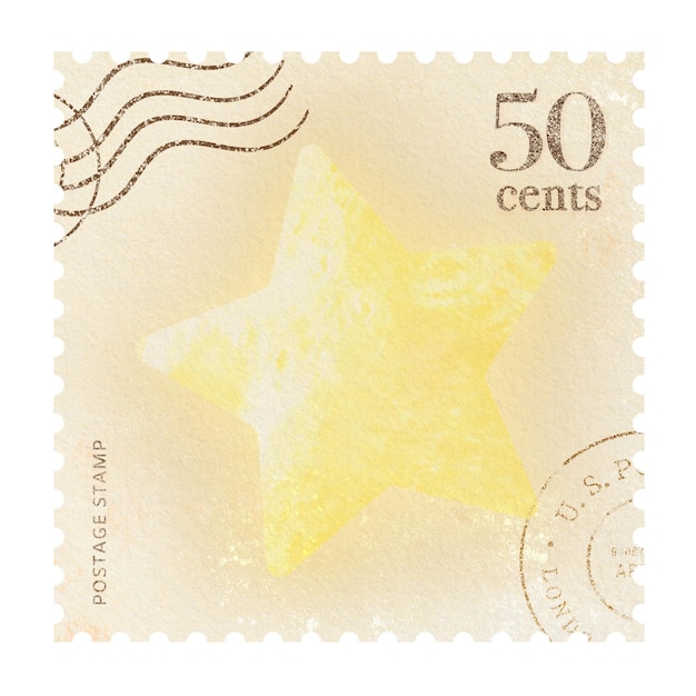 Star sticker png znaczka pocztowa przejrzyste tło