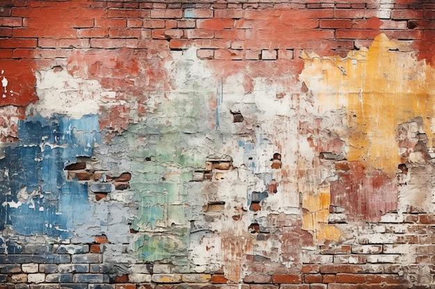 Zdjęcie stara ceglana ściana z farbą