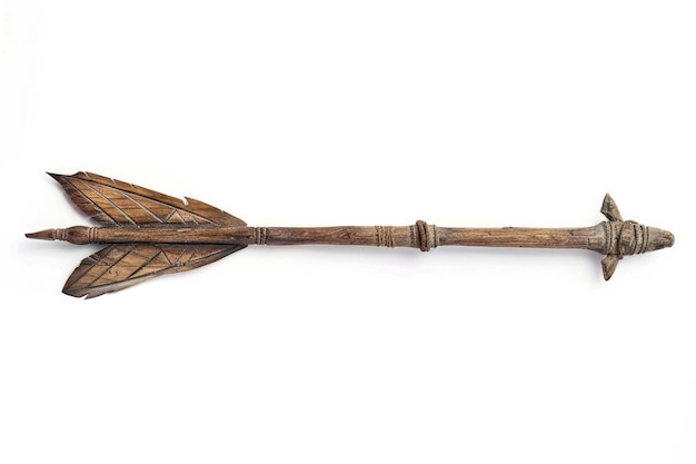 Zdjęcie stara drewniana strzała odizolowana na białym tle strzała