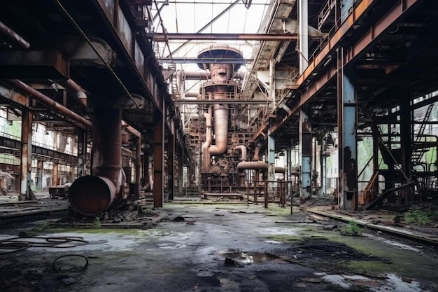 Zdjęcie stara i zardzewiała opuszczona fabryka przemysłowa zapomniana historyczna fabryka