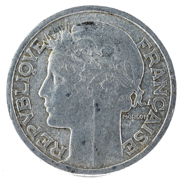 Zdjęcie stara moneta francuska. 2 franki. awers.