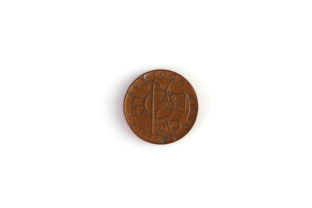 Stara moneta na białym tle Dobrze zachowana numizmatyka