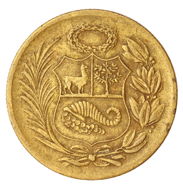 Zdjęcie stara peruwiańska pół-sprzedana moneta oro z 1959 r.