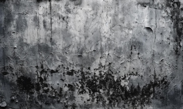 Stara tekstura ściany cementowa, brudna szarość z czarnym tłem generatywnym AI