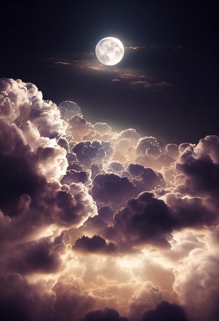 Stare białe chmury marzycielskie cienie księżyca Generative Ai