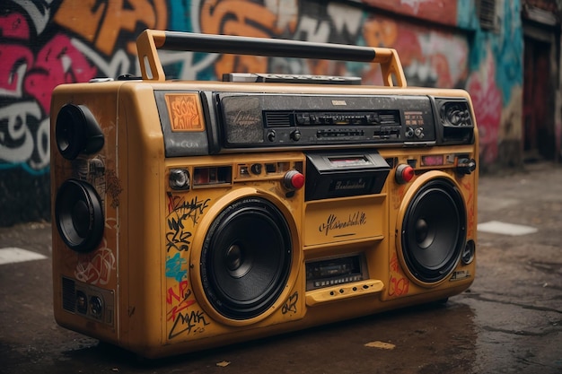 Stare radio cyfrowe w stylu retro z lat 80. i 90., kolorowe tło