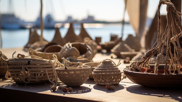 Stare rękodzieło Kataru wystawiane na tradycyjnym rynku w Katarze