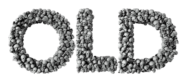 Stare słowo wykonane z czcionki czaszki Renderowanie 3D