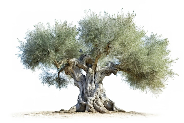 Stare starożytne drzewo oliwne w ogrodzie oliwnym na Morzu Śródziemnym