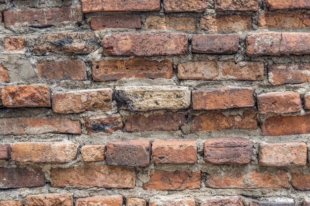 Zdjęcie starego rocznika ściana z cegieł tła pomarańczowa tekstura.