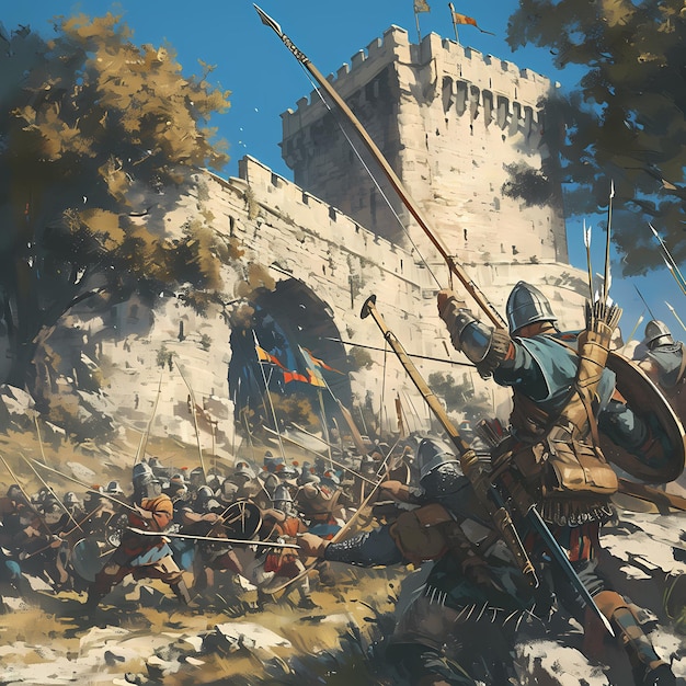 Starożytna bitwa przed bramami zamku