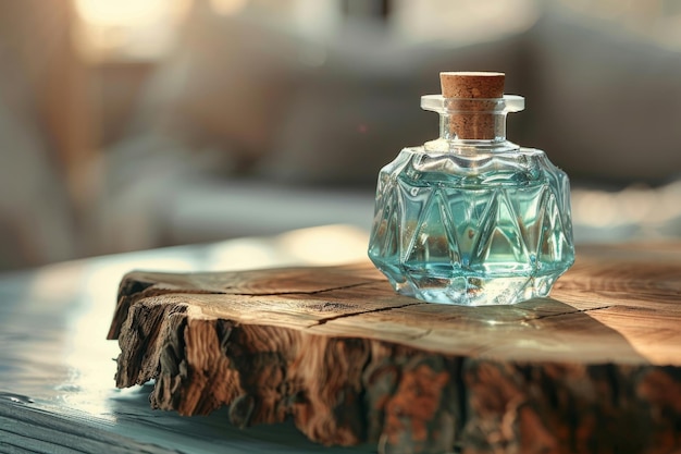 Starożytna butelka z perfumami na drewnianej powierzchni