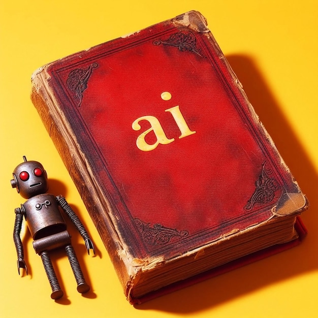 starożytna czerwona książka zatytułowana AI