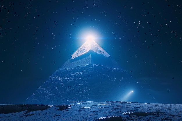 Starożytna egipska piramida oświetlona przez promieniowanie