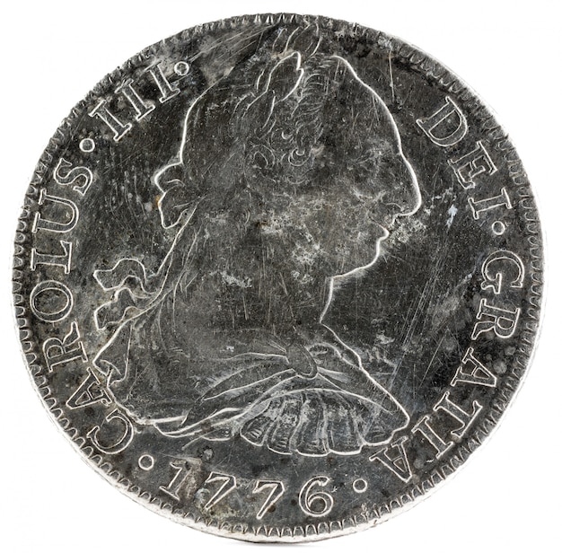 Starożytna hiszpańska srebrna moneta króla Carlosa