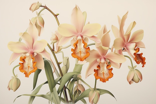 Starożytna ilustracja botaniczna rzadkich orchidei okt 00197 02