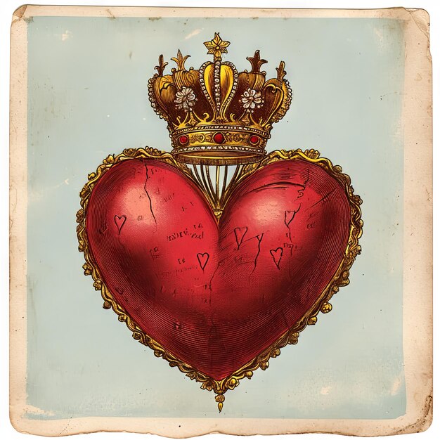 Zdjęcie starożytna ilustracja serca na walentynki ukoronowanego tiarą uczucia królewskim emblematem miłości panującym przez epoki v 6 job id 911bed337dd84192877a8272310e0505