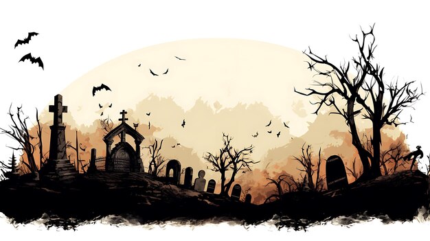 Starożytna ilustracja z piórem i atramentem na Halloween