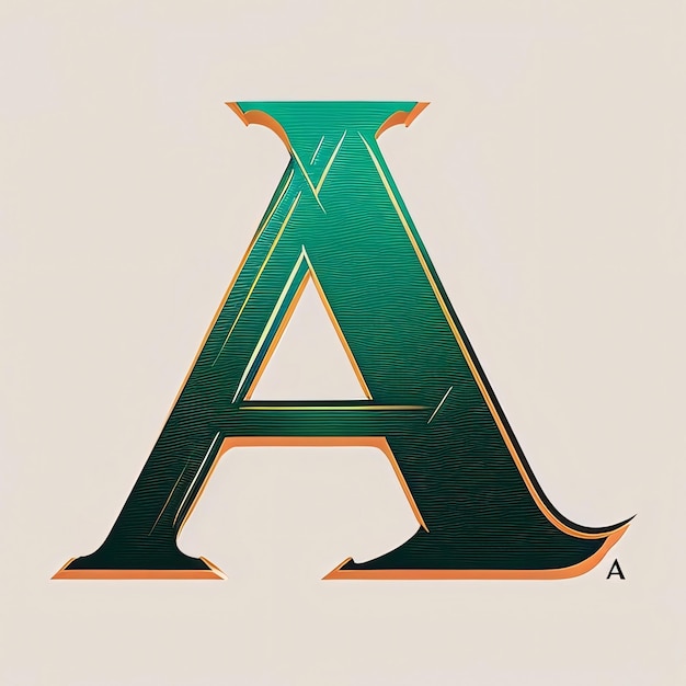 Zdjęcie starożytna litera a wypełniona zielonymi zarysami eps10