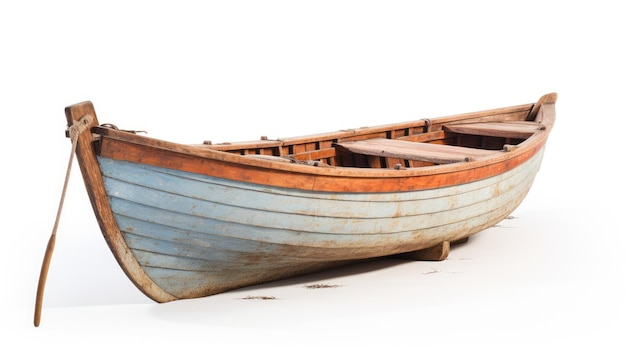 Zdjęcie starożytna, odizolowana łódź rybacka. drzewo opowiada opowieści. nostalgia pływa.