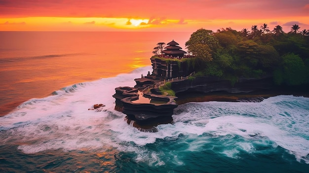 Starożytna Pura Ulun Danu Bratan Besakih Lub Słynna świątynia Hinduska I Turysta Na Wyspie Bali O Wschodzie Słońca