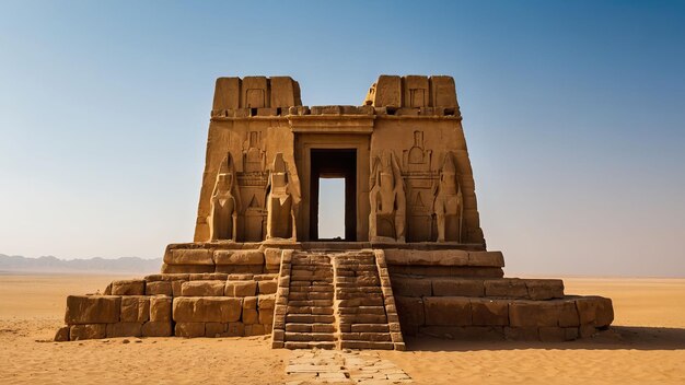 Zdjęcie starożytna świątynia w środku pustynnych piasków