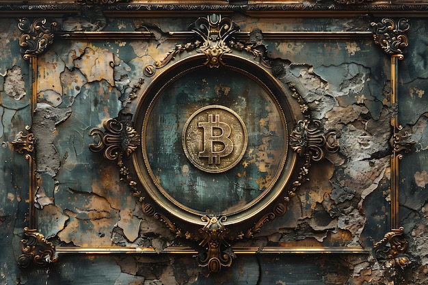 Zdjęcie starożytna tapeta z starą szkołą bitcoin design surroun ilustracja crypto trading backgroundd