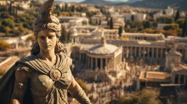 Starożytne miasto Rzymu bogini Athena duża posąg