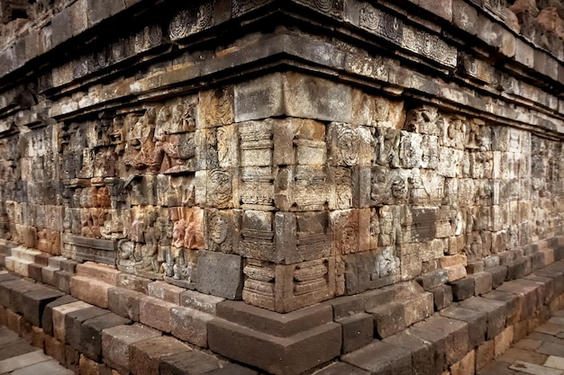 Starożytne Płaskorzeźby Na ścianach świątyni Borobudur Indonezja Jawa To Wyspa