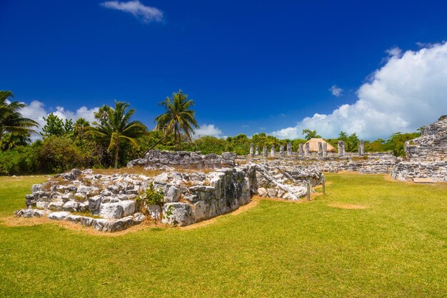 Starożytne ruiny Majów w strefie archeologicznej El Rey w pobliżu Cancun Yukatan w Meksyku