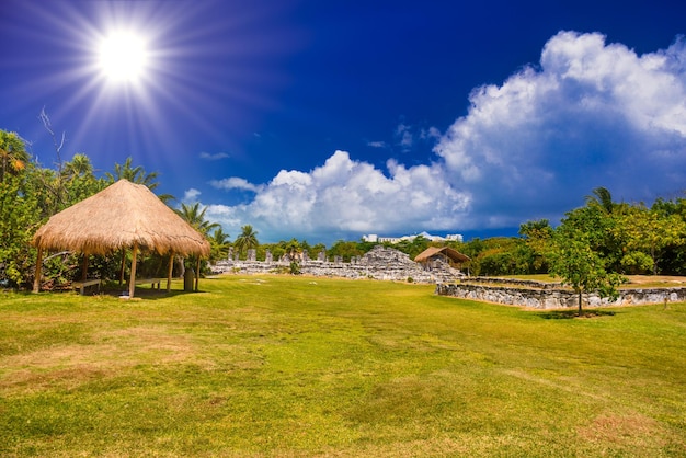 Starożytne ruiny Majów w strefie archeologicznej El Rey w pobliżu Cancun Yukatan w Meksyku