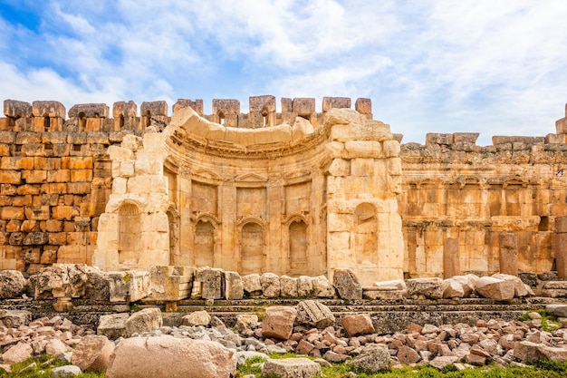 Starożytne ruiny świątyni Grand Court of Jupiter Beqaa Valley Baalbeck Liban