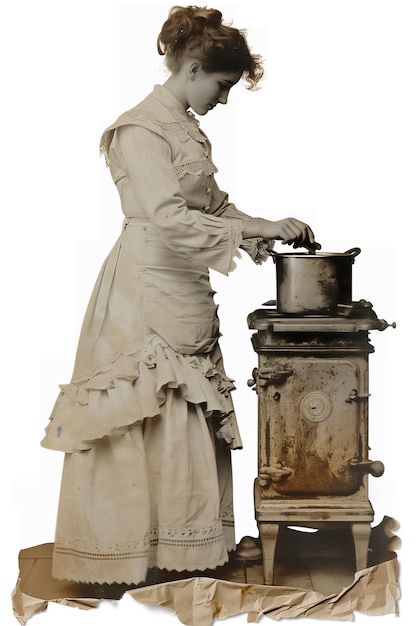 Zdjęcie starożytne zdjęcie gotującej kobiety