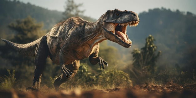 Starożytny dinozaur TRex w swoim naturalnym środowisku