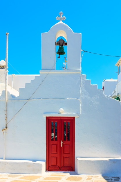 Starożytny grecki kościół w mieście Mykonos (Chora), Grecja