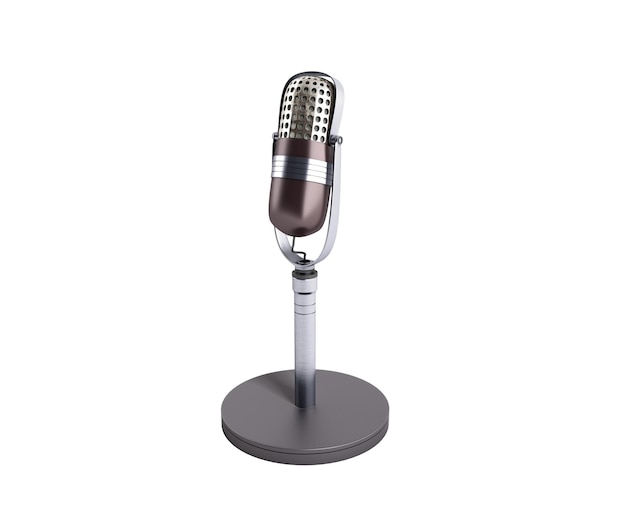 Starożytny srebrny mikrofon bez cienia 3D render