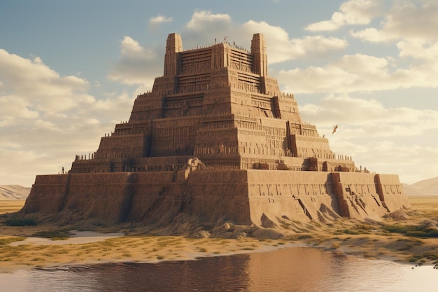 Starożytny sumeryjski ziggurat wznoszący się majestatycznie i 00517 02