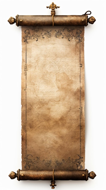 Starożytny transparent przewijania izolowany na białym tle