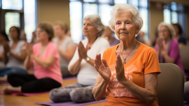 Starsi ćwiczą ćwiczenia spokojne dla starszych Ai generatywne