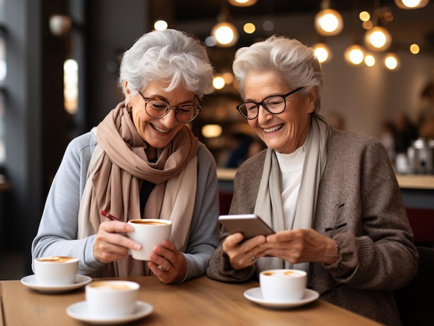 Starsi łączą się za pomocą smartfonów, łącząc technologię z tradycyjną porą kawy