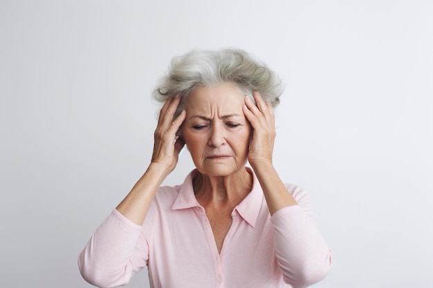 Starsza kobieta z bólem głowy