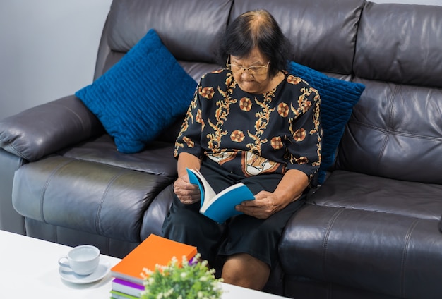 Starszej Kobiety Czytelnicza Książka W żywym Pokoju