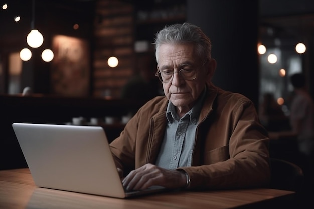 Starszy człowiek za pomocą komputera