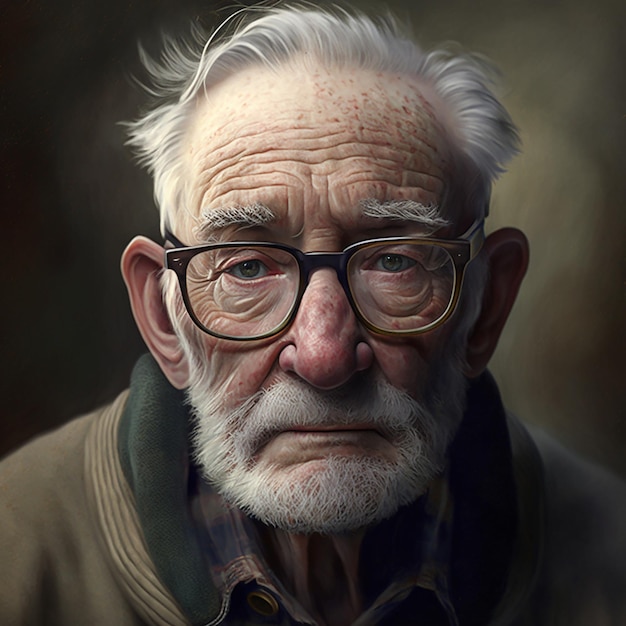 Starszy mężczyzna w okularach i kurtce