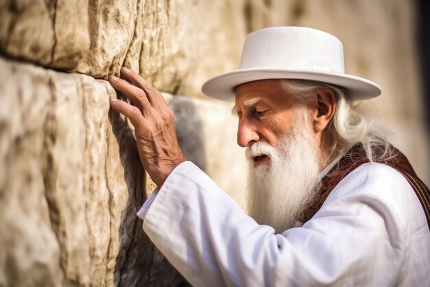 Starszy Żyd modli się przy Ścianie Zachodniej w Jerozolimie