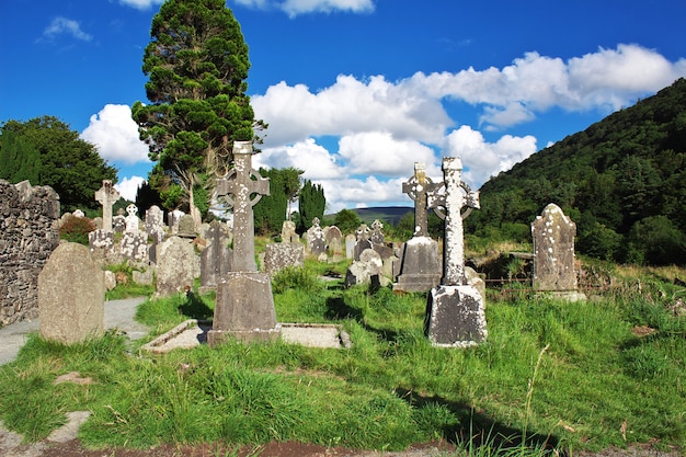 Stary Cmentarz W Glendalough Monastic Settlement, Irlandia