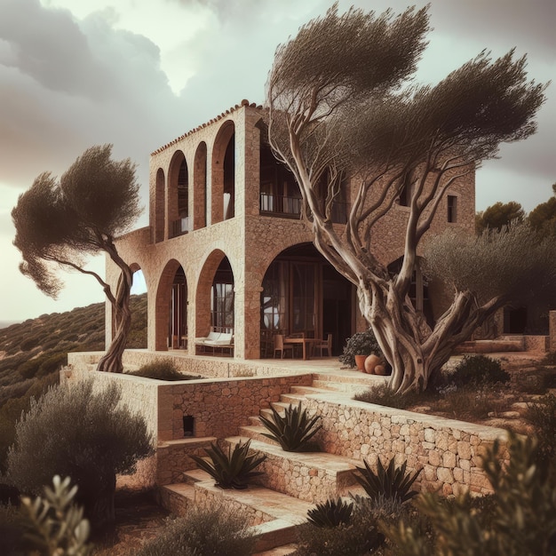 Zdjęcie stary dom na krecie grecja zdjęcie w stylu vintage