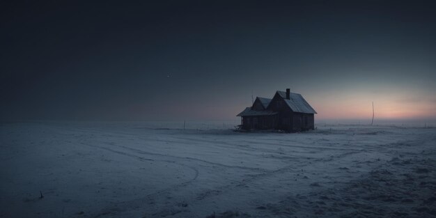 Stary dom z zimną atmosferą mgły